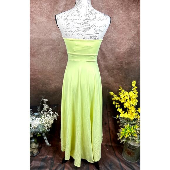 Susana Monaco Strapless High-Low Wired Midi Dress Pale Lime S - Picture 11 of 13
